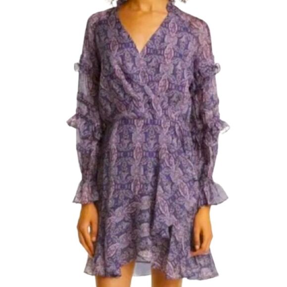Haute Hippie Silk Lavender Blue Ruffle Mini Dress Size 8 NEW WITH TAGS 498.00 - Picture 1 of 12